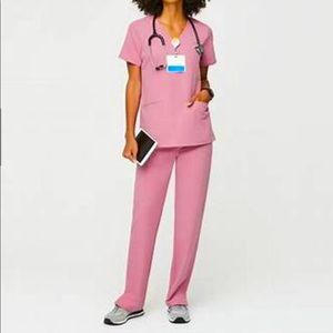 Figs Scrubs- Chalk Pink (Top & Bottom)